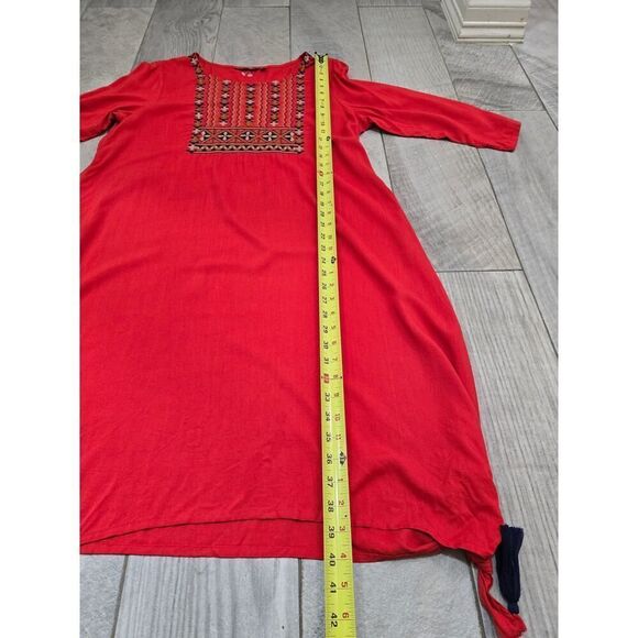 Melange Orange Midi Dress Embroider Summer Lagenlook Comfort Size L - Picture 5 of 8